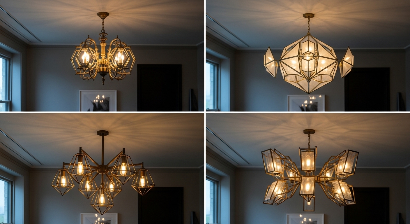 چند مدل لوستر فانتزی متنوع شامل طرح کودک، رنگی و هندسی مدرن